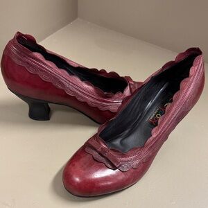 Everybody by SZ Moda Baby Doll Red Leather Women's Kitten type Heels